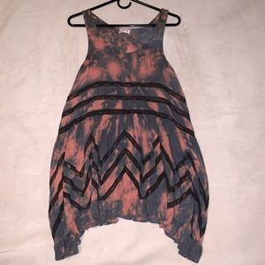 Voile and Lace Trapeze Slip Marbled Tie Dye